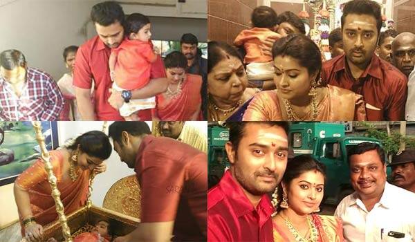 Sneha-Visit-Palani-temple-with-her-son-and-husband