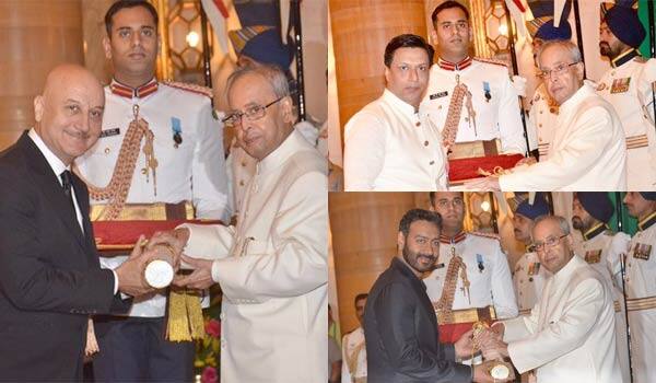 Anupamkher,-Ajay,-Madhur-Recevied-Padma-Awards