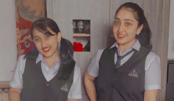Nithya-Das-wearing-daughters-school-uniform