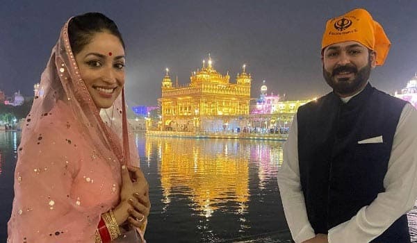 Yami-Gautam-with-her-husband-at-the-Golden-Temple