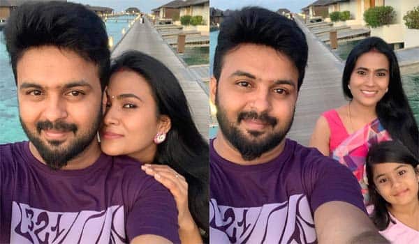 Pandian-Stores-Jeeva-who-went-on-a-trip-to-the-Maldives-with-wife-and-daughter