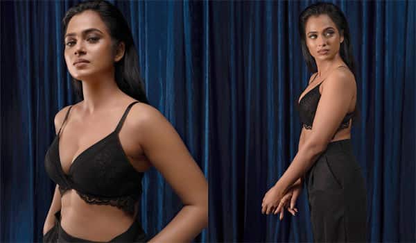 Ramya-Pandian-glamour-in-black-dress