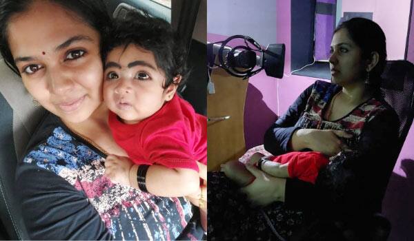 Anjali-nair-dubbing-with-her-child