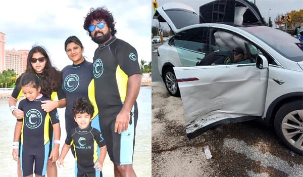 Actress-Rambha-car-accident-:-escaped-with-minor-injury