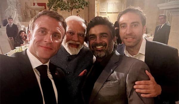 Prime-Minister-Modi,-French-President-happy-to-take-selfie-with-actor-Madhavan
