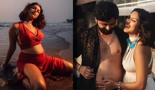 Amala-Paul-Caress-Her-Husband's-Bloated-Tummy,-Reveals-Men-Also-Grow-Stomach-During-Pregnancy