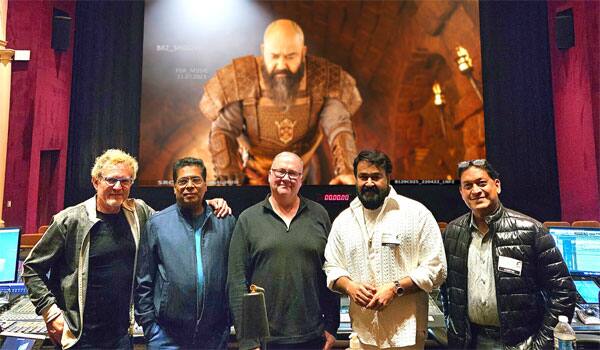 Mohanlal-overseeing-the-music-work-of-Baros-at-Sony-Studios-in-Hollywood