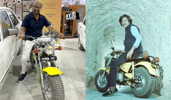 Rajinikanth-sitting-on-the-Payum-Puli-bike